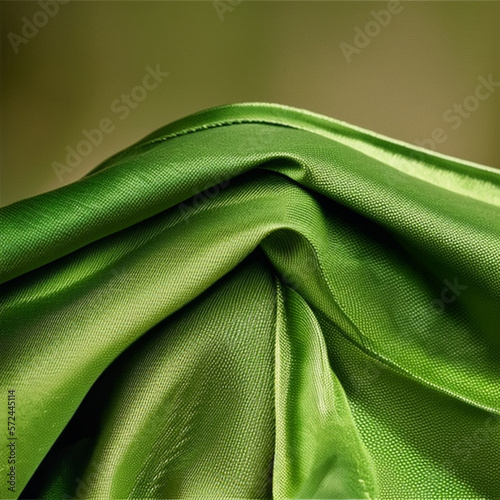 green fabric background - green cloth texture background - Silk - Generative AI