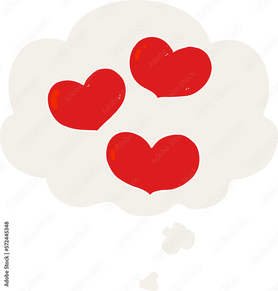 cartoon love hearts and thought bubble in retro style cartoon love hearts and thought bubble in retro style