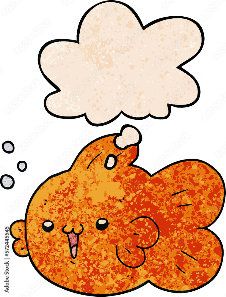 cartoon fish and thought bubble in grunge texture pattern style cartoon fish and thought bubble in grunge texture pattern style