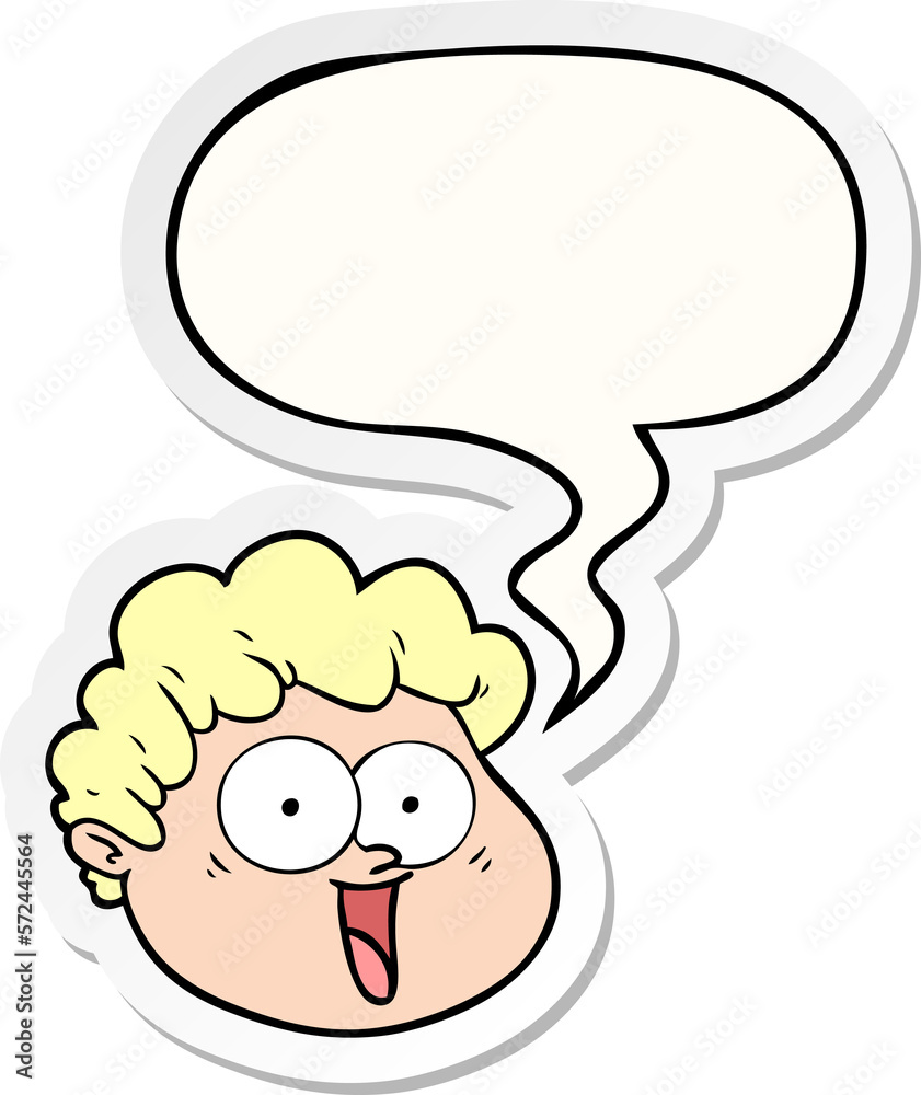 cartoon male face and speech bubble sticker cartoon male face and speech bubble sticker