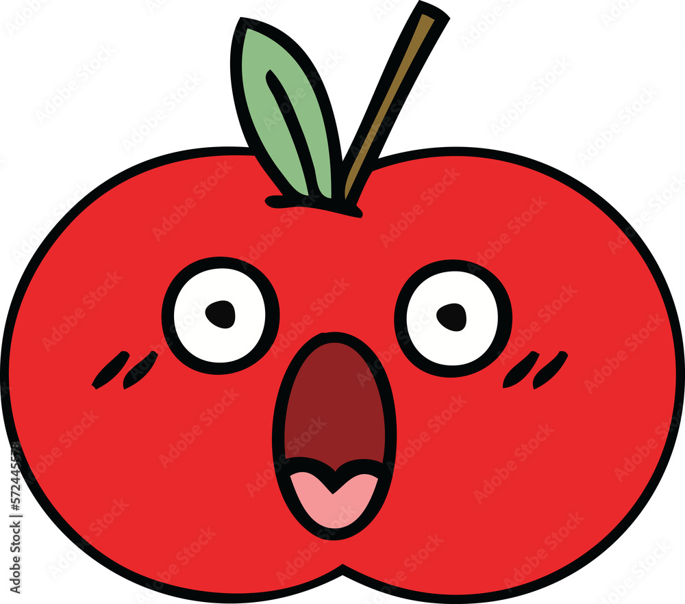 Obraz premium cute cartoon red apple