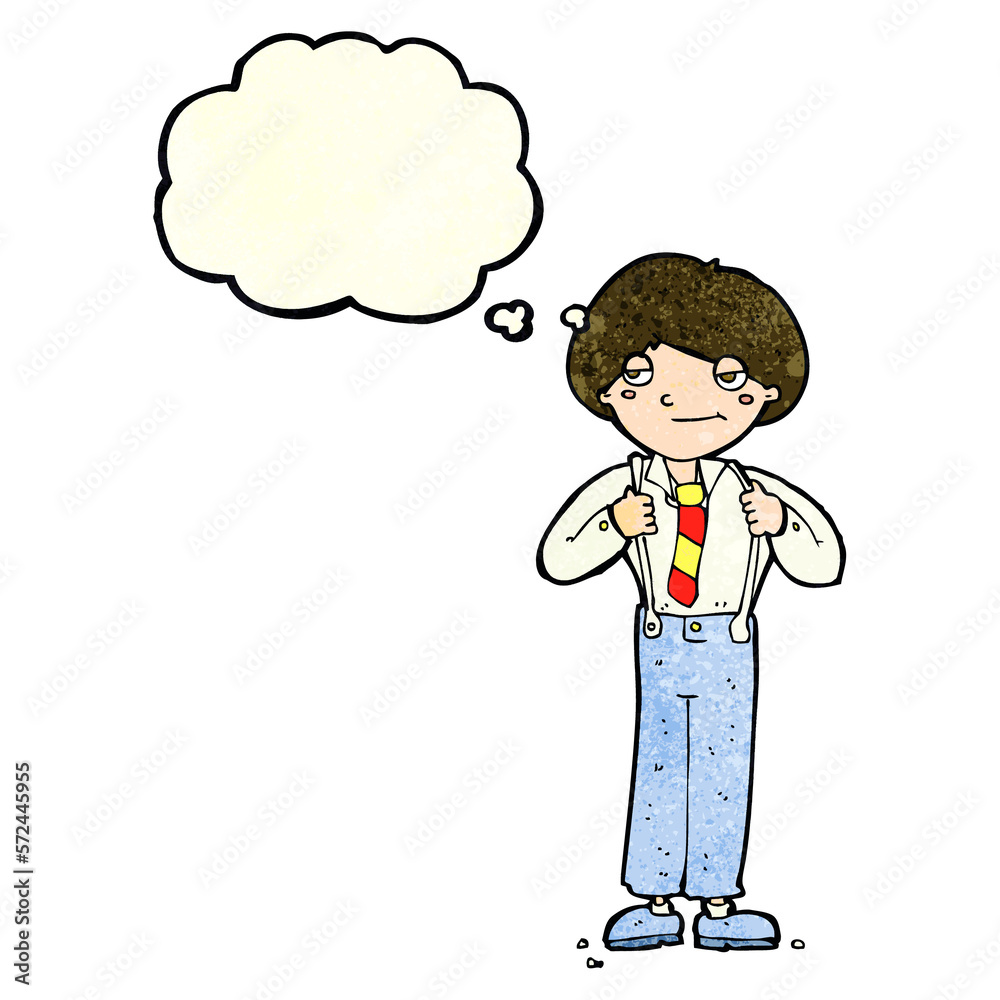 cartoon man wearing braces with thought bubble cartoon man wearing braces with thought bubble
