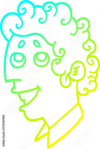 cold gradient line drawing cartoon man face