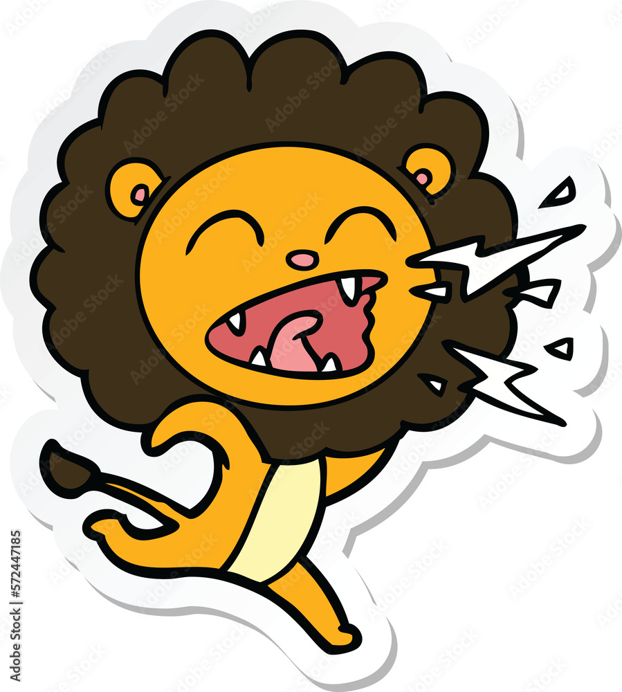 sticker of a cartoon running lion sticker of a cartoon running lion