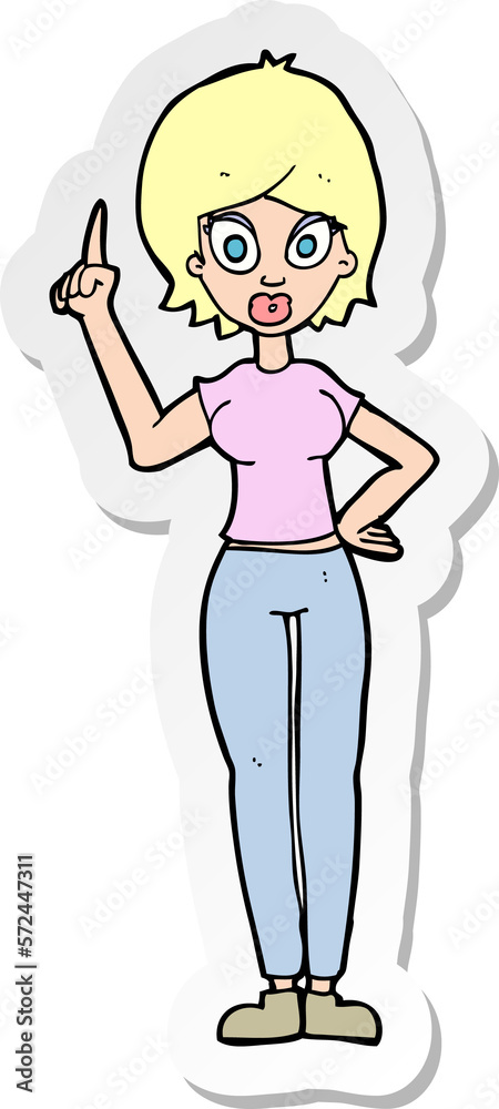sticker of a cartoon woman explaining her point sticker of a cartoon woman explaining her point
