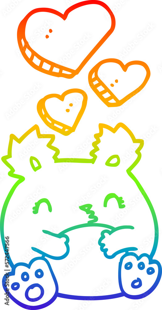Naklejka premium rainbow gradient line drawing cute cartoon bear