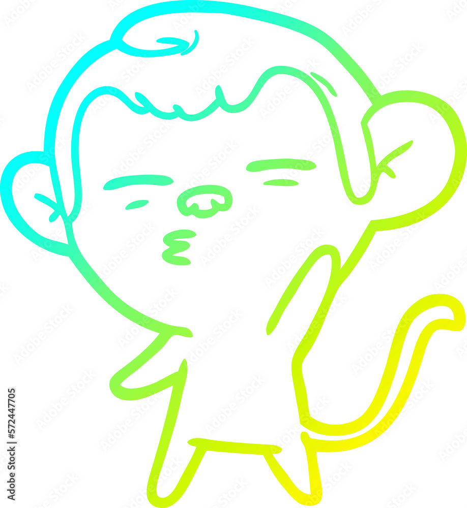 Obraz premium cold gradient line drawing cartoon suspicious monkey