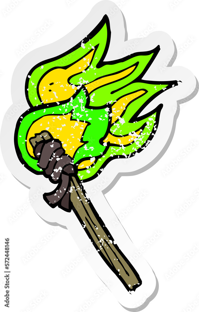 Fototapeta premium retro distressed sticker of a cartoon burning torch