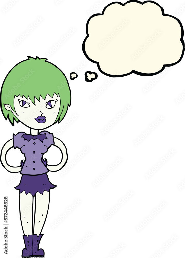cartoon pretty vampire girl with thought bubble cartoon pretty vampire girl with thought bubble