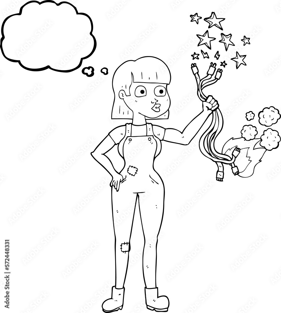 thought bubble cartoon female electrician thought bubble cartoon female electrician