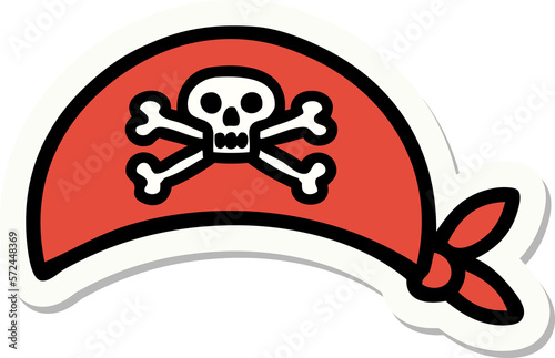 tattoo style sticker of a pirate head scarf