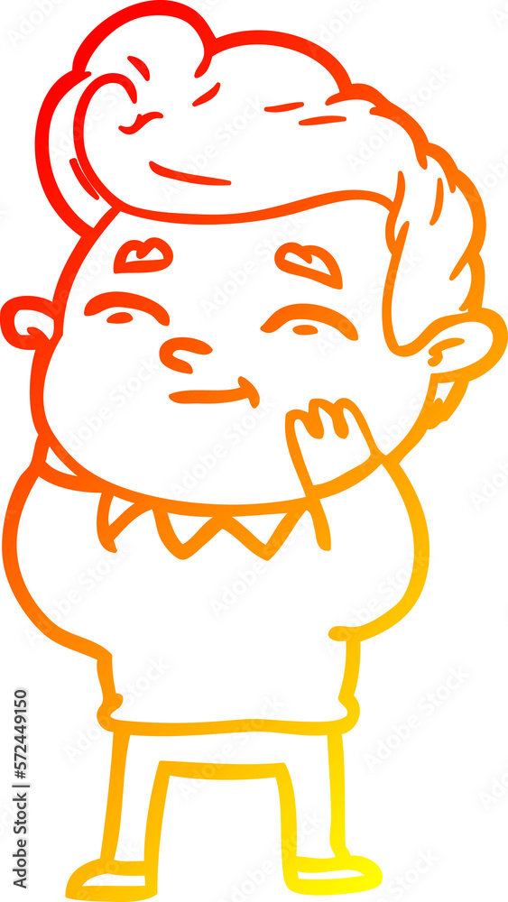 warm gradient line drawing happy cartoon man warm gradient line drawing happy cartoon man
