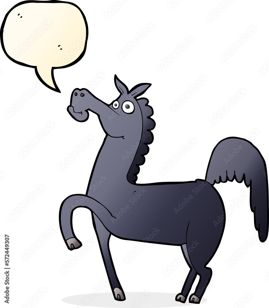 Fototapeta premium funny cartoon horse with speech bubble
