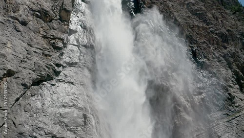 Takakkaw Fall in Yoho National park drone close view photo