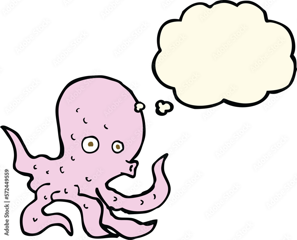 cartoon octopus with thought bubble cartoon octopus with thought bubble