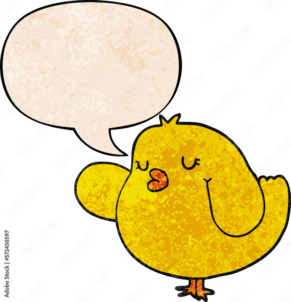 cartoon bird and speech bubble in retro texture style cartoon bird and speech bubble in retro texture style