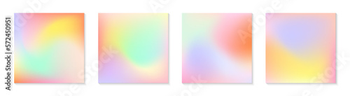 Vector set of mesh gradient backgrounds in bright colors.California sunset mood.Abstract fluid illustrations in y2k aesthetic.Modern templates for banners,branding design,social media,covers.