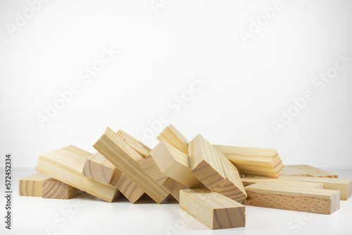 Wooden Building Blocks Structure Collapsed 