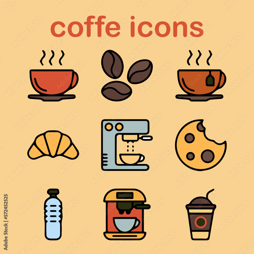 set of coffee icons, coffee icons, coffee shop vectors, cups set of coffee icons, coffee icons, coffee shop vectors, cups