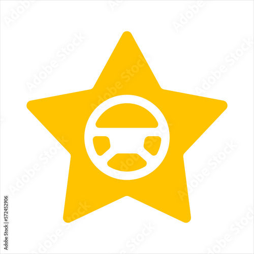 Driver rating steering wheel star icon