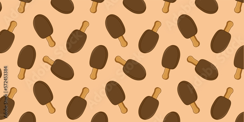Popsicle, pattern , chocolate ice cream vector flat illustration