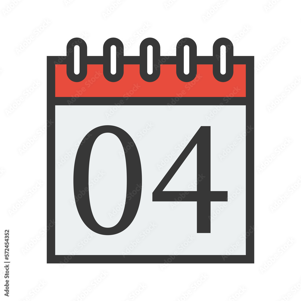 Day calendar with date 04. Date icon for Event schedule date. Meeting appointment time. Agenda plane. Simple flat calendar dates Icon. Day calendar with date 04. Date icon for Event schedule date. Meeting appointment time. Agenda plane. Simple flat calendar dates Icon.