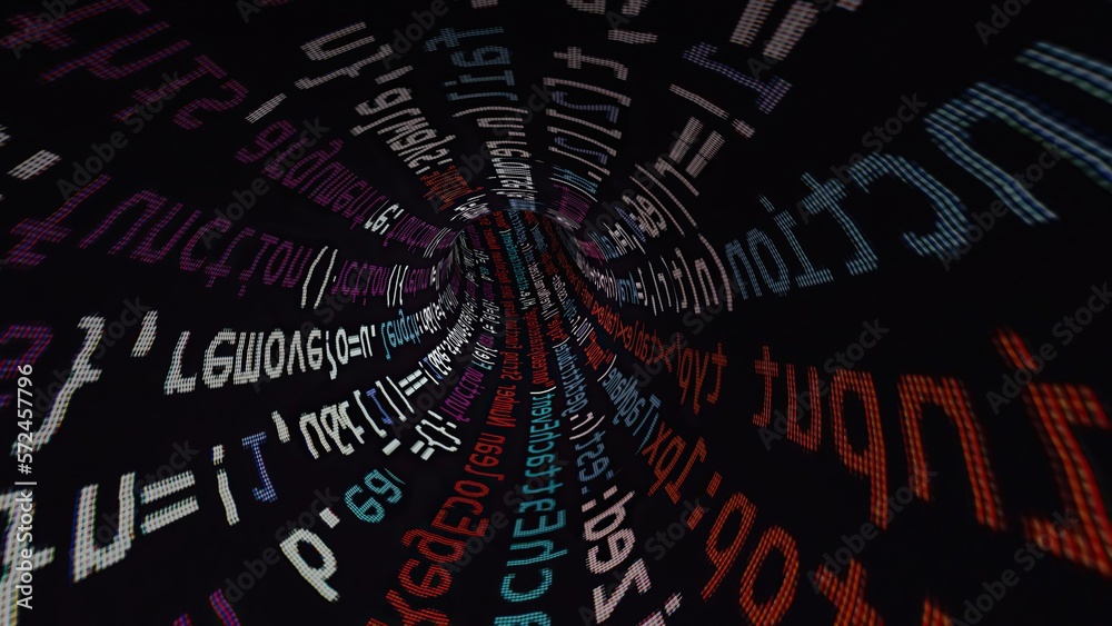 Driving through code data tunnel Driving through code data tunnel