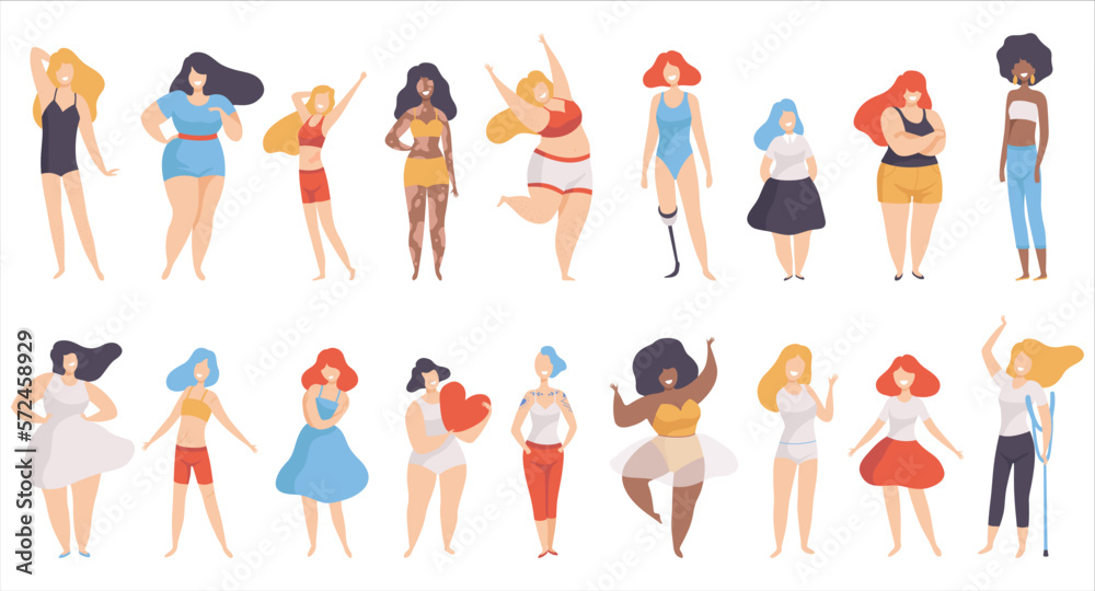 Body positive and beauty diversity. Happy multicultural young happy ...