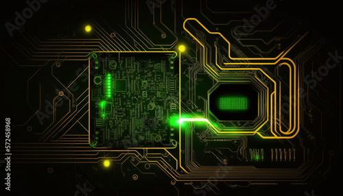 Electronic circuit green and gold
