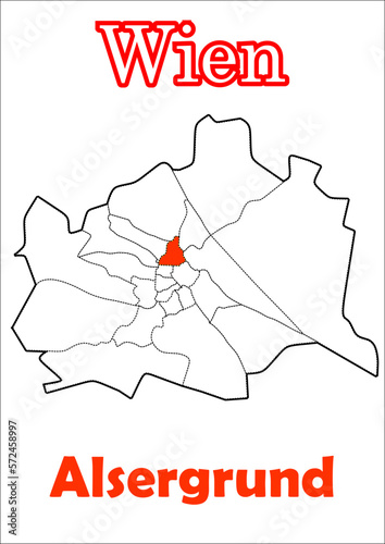Wien Stadtkarte mit Bezirke Alsergrund Vektor Karte Rot und Weiß