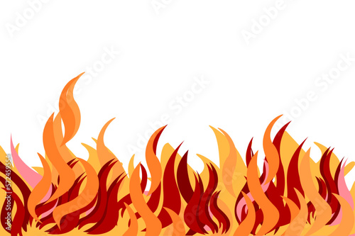 Blazing flames of fire. Bright hot flash effect. Fire background. Burning sparks in hell. Vector illustration 
