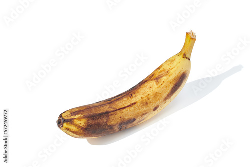 Over ripe banana on white background