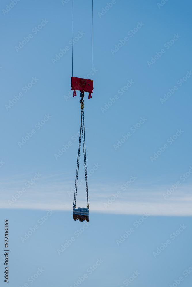 Sheave and hook of a construction crane. Sheave and hook of a construction crane.