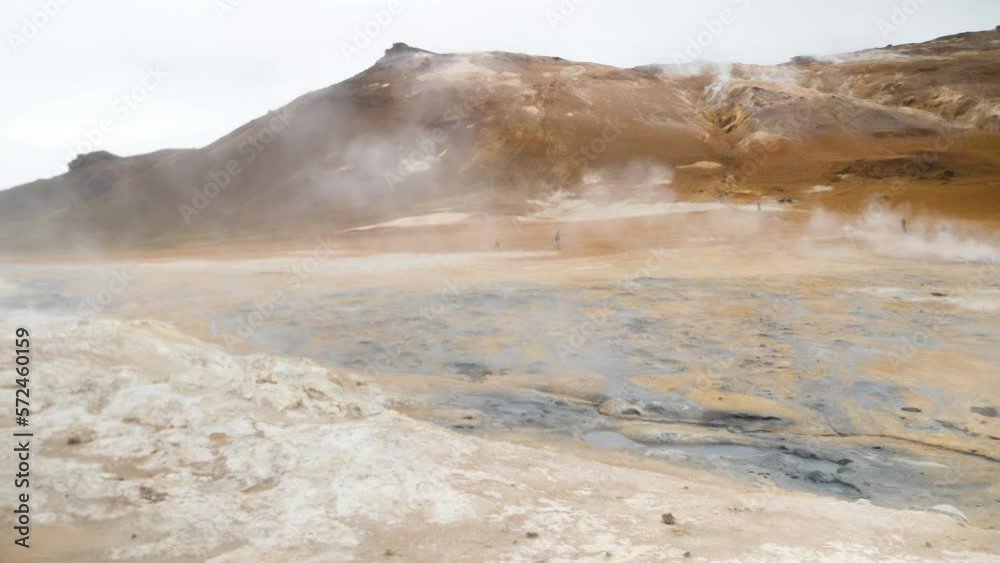 Namafjall geothermal area with a unique landscape of sulphuric steaming pools, mudpots and fumaroles, Iceland. Mars or Venus. High quality 4k footage. Namafjall geothermal area with a unique landscape of sulphuric steaming pools, mudpots and fumaroles, Iceland. Mars or Venus. High quality 4k footage.
