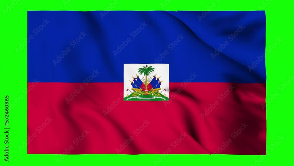 Flag of Haiti waving isolated by the alpha channel(transparent background).Highly detailed fabric texture. Seamless loop in full 4K resolution.Haitian flag.