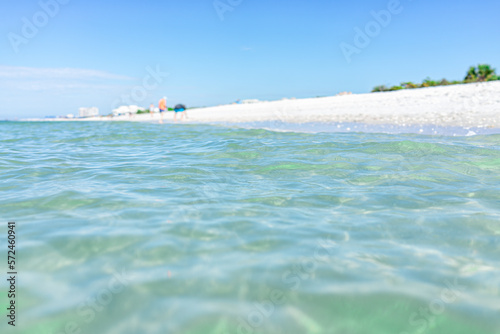 Fototapeta Naklejka Na Ścianę i Meble -  Clam pass park beach at Naples, Collier county, Florida with beautiful turquoise blue ocean sea water of Gulf of Mexico on sunny weather day