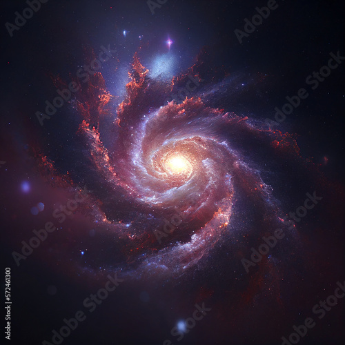 Universe - spiral galaxy with stars in space. Abstract cosmos background. Generative AI 