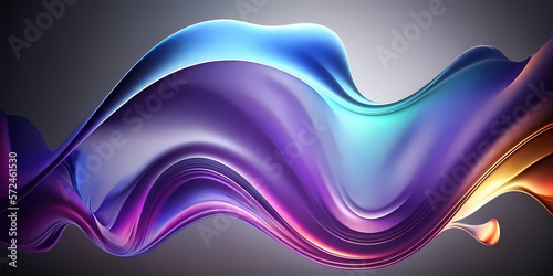 Abstract fluid holographic neon curved wave in motion colorful background 3d render. Gradient design element for backgrounds  banners  wallpapers  posters and covers