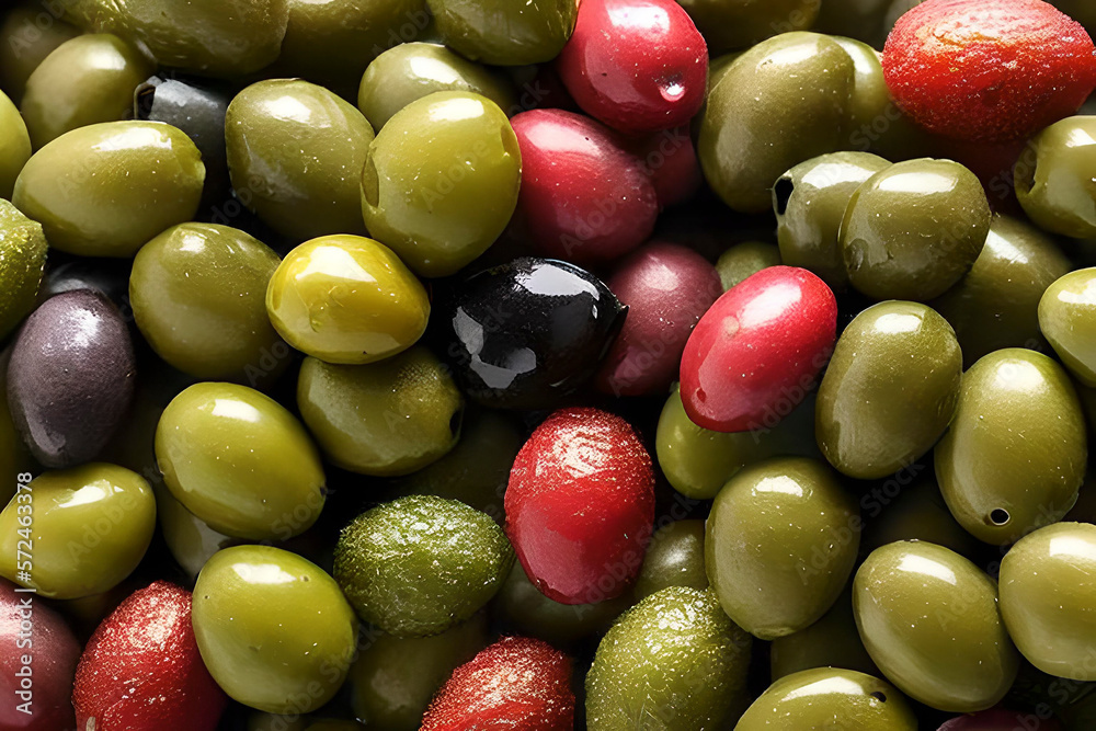 AI generated image of the olive fruits. Olive is a small, oval-shaped fruit with a hard pit at its center AI generated image of the olive fruits. Olive is a small, oval-shaped fruit with a hard pit at its center
