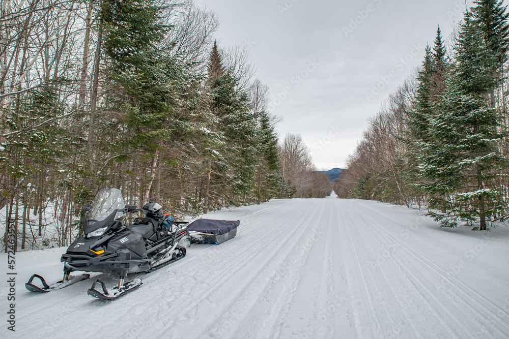 snowmobile on the trail