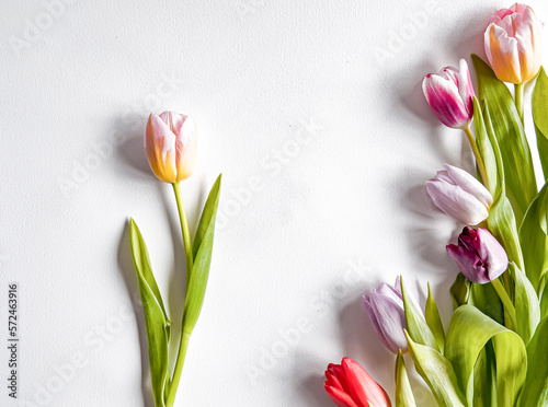 Fototapeta Naklejka Na Ścianę i Meble -  bouquet of tulips on white