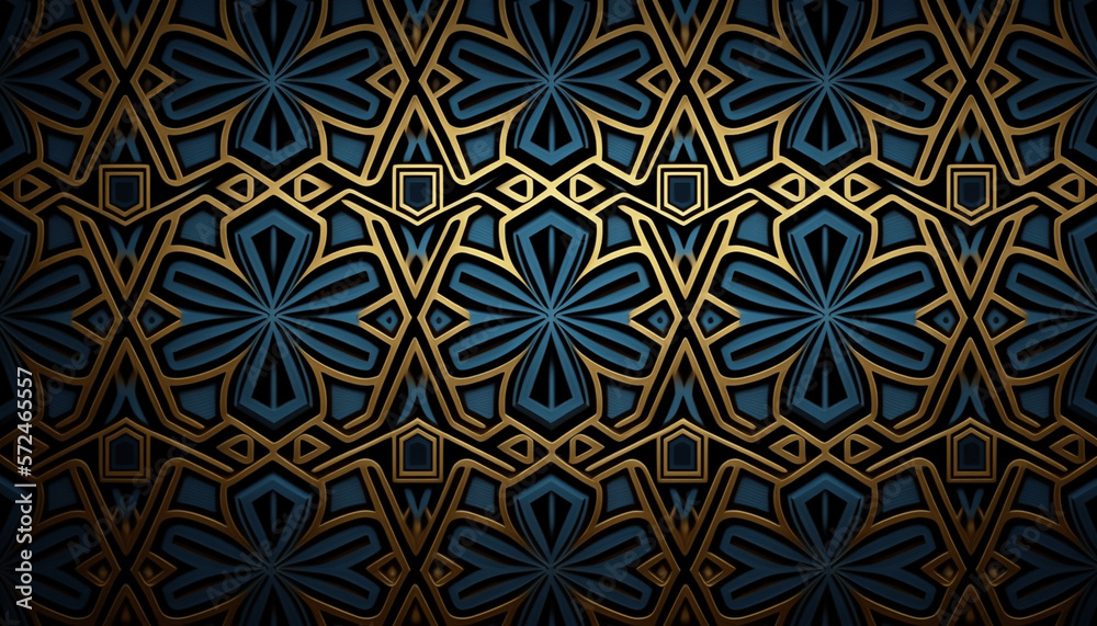 Blue and gold art deco pattern