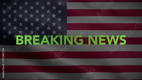 Breaking News USA Broadcast Green Black Flag Loop Background 4K