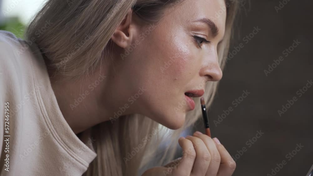 Woman beauty blogger making video for her followers Woman beauty blogger making video for her followers
