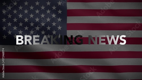 Breaking News USA Broadcast White Black Flag Loop Background 4K