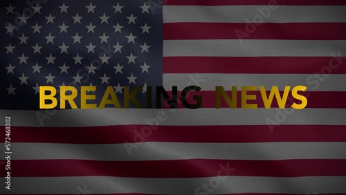 Breaking News USA Broadcast Yellow Black Flag Loop Background 4K