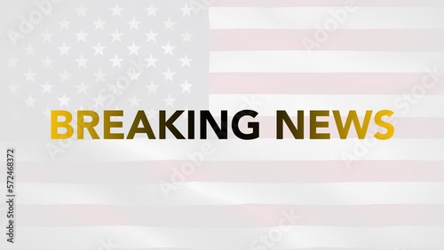 Breaking News USA Broadcast Yellow White Flag Loop Background 4K