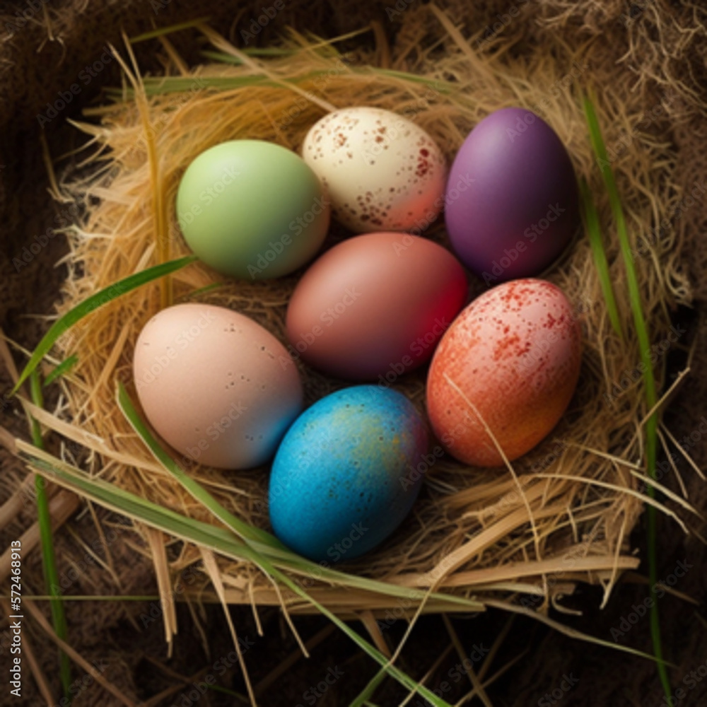 easter eggs in a nest, Generated Ai easter eggs in a nest, Generated Ai