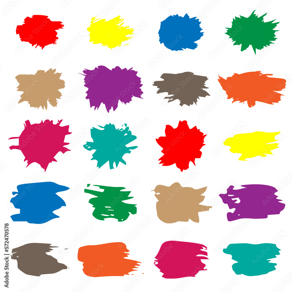 Colorful vector watercolor brush strokes.