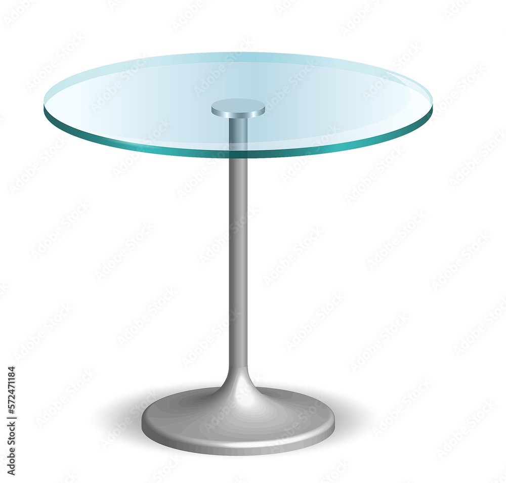 modern glass round dining table isolated on white background 3D illustration modern glass round dining table isolated on white background 3D illustration